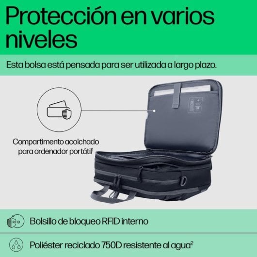 Borsa per laptop HP Travel Plus 14" Blu Grafite Poliestere 15L espandibile