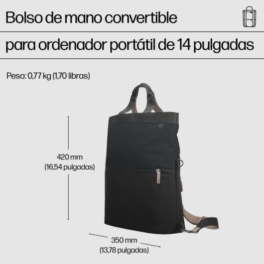 Mochila HP Convertible 14" Poliéster Preta Resistente Água 18L Universal