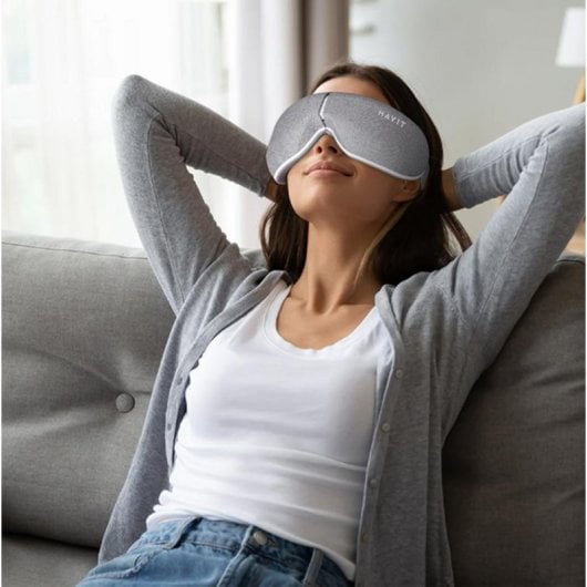 Massajador Ocular Havit EM1601 Cinzento Compressão Bluetooth Aquecimento