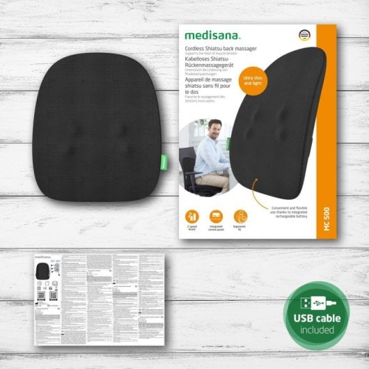 Massajador Medisana MC 500 Shiatsu Portátil para Costas e Cintura, Bateria Li-Ion