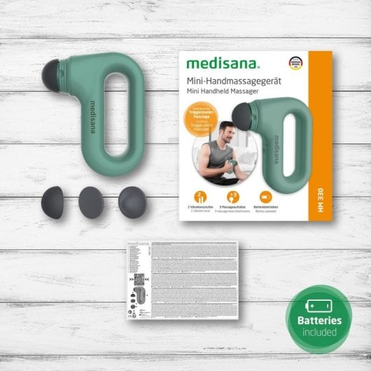 Massaggiatore Medisana HM 330 Vibration 3 Testine Batterie Design Compatto