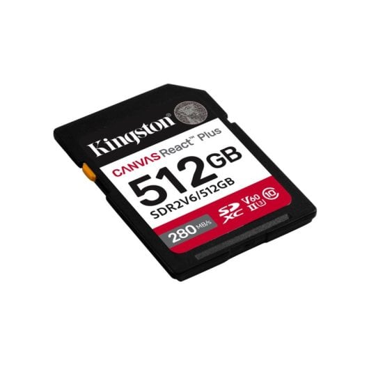 Tarjeta de memoria Kingston Canvas React Plus 512GB SDXC UHS-II V60 280MB/s