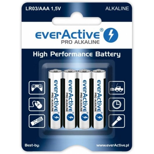 Pilha AAA Everactive LR034BLPA alcalina 1,5 V pack 4 1300 mAh