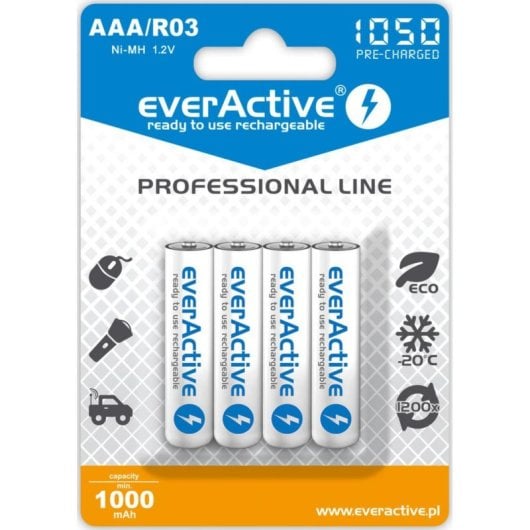 Bateria recarregável Everactive EVHRL03-1050 AAA NiMH 1050mAh 4 unidades