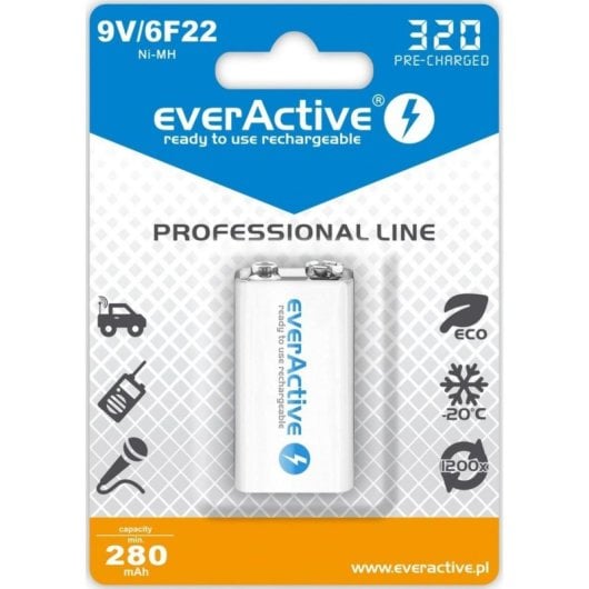 Bateria recarregável Everactive EVHRL22-320 9V NiMH 320 mAh