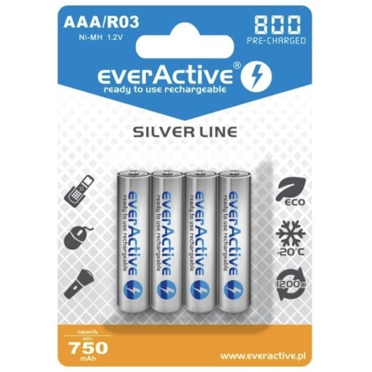 Bateria recarregável Everactive EVHRL03-800 AAA NiMH 800 mAh pack 4 unidades