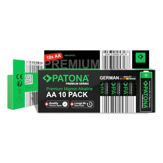 Bateria AA Patona Alcalina 1,5 V Preto Verde Pack 10 unidades