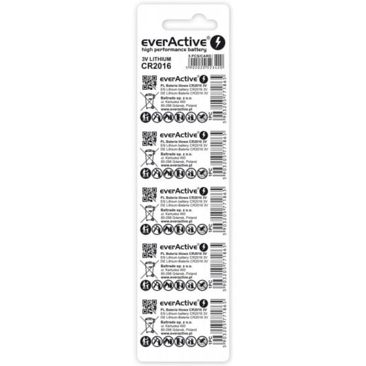 Bateria Everactive CR20165BL Litio 3V 75mAh Pack 5 Unidades