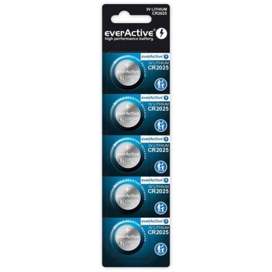 Bateria Everactive CR20255BL lítio CR2025 3 V 150 mAh pack 5 unidades
