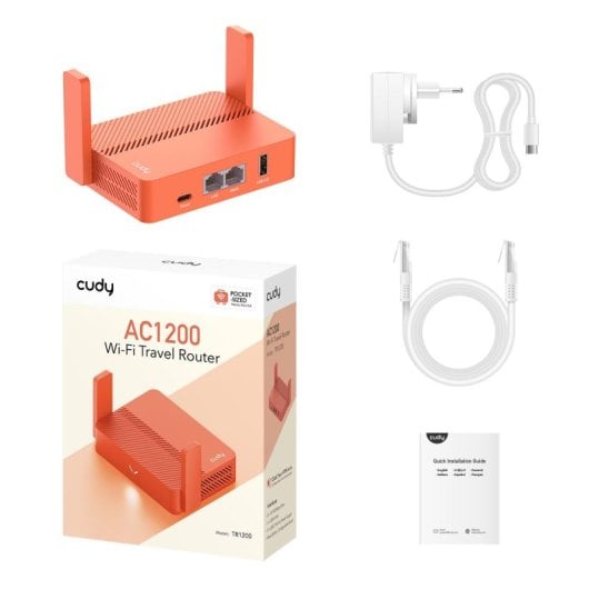 Router Cudy AC1200 Ethernet Fast 1200Mbps Naranja Antenas Externas USB VPN
