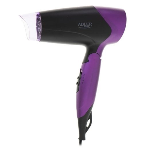 Asciugacapelli Adler AD 2260 1600W Nero Viola Compatto Manico Pieghevole