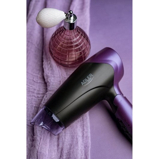Asciugacapelli Adler AD 2260 1600W Nero Viola Compatto Manico Pieghevole
