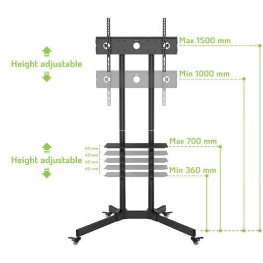 Support TV Roline Techly ICA-TR6 30 à 65 pouces inclinaison réglable 60 kg Noir
