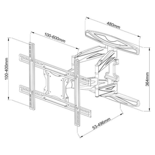 Support mural Roline Techly ICA-PLB 172L 40-80" Acier 50kg Inclinable Noir