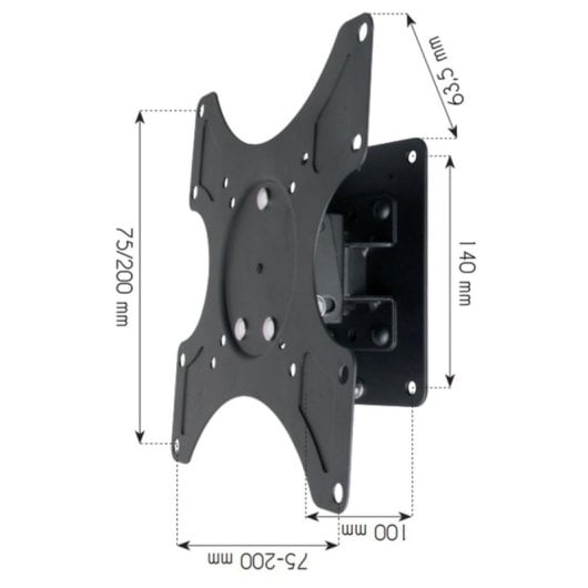 Support mural TV Roline ICA-LCD 2900B 19-37 pouces inclinaison pivot 25 kg noir
