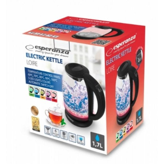 Hervidor Esperanza EKK027 1,7 L 2200 W Vidrio Termostato Iluminado