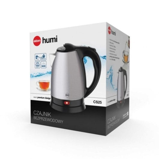 Hervidor Eldom CS25 Humi 1,7 L 1800W Plata Sin Cables Protección Sobrecalentamiento