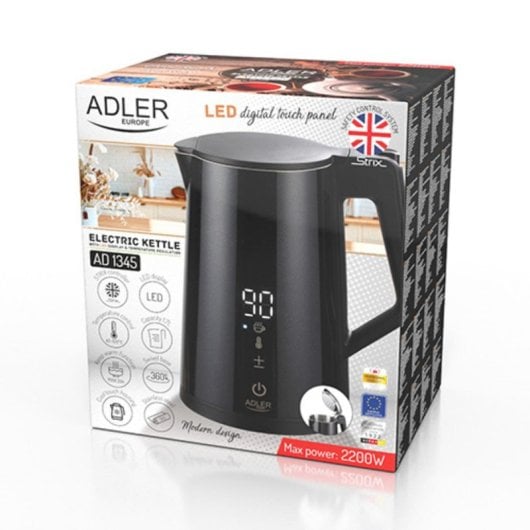 Bollitore Adler AD 1345 1,7 L 1850W Nero Touch LED Mantenimento Caldo