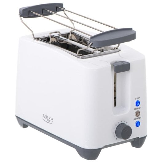 Tostapane Adler AD 3216 2 Fette 1000W Grigio Bianco Funzione Riscaldamento