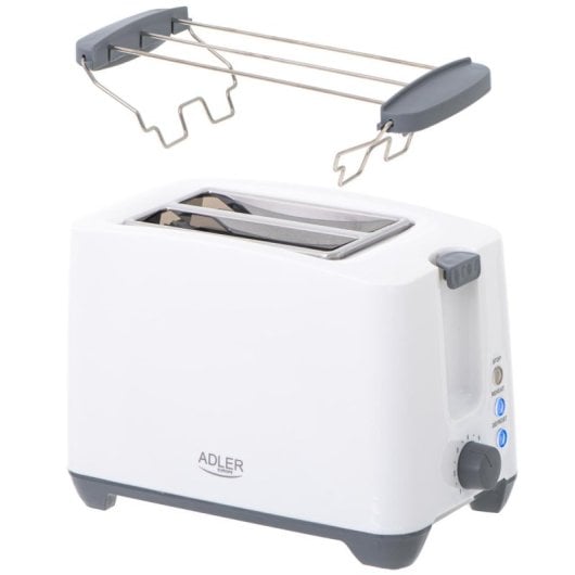 Tostapane Adler AD 3216 2 Fette 1000W Grigio Bianco Funzione Riscaldamento