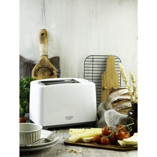 Tostapane Adler AD 3216 2 Fette 1000W Grigio Bianco Funzione Riscaldamento