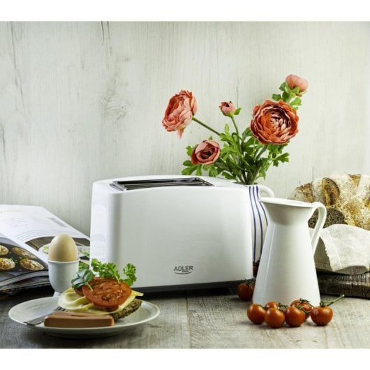 Tostapane Adler AD 3216 2 Fette 1000W Grigio Bianco Funzione Riscaldamento
