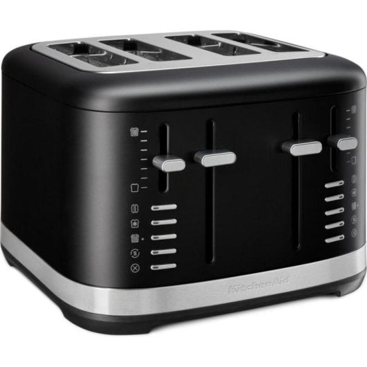 Torradeira KitchenAid 5KMT4109EBM 4 Fendas Inox Preto 1640W Reaquecimento Descongela