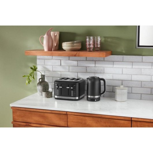 Torradeira KitchenAid 5KMT4109EBM 4 Fendas Inox Preto 1640W Reaquecimento Descongela