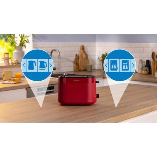 Tostadora Bosch TAT2M124 2 rebanadas 950 W Roja control giratorio