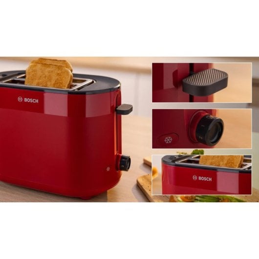 Tostadora Bosch TAT2M124 2 rebanadas 950 W Roja control giratorio