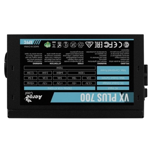 Fuente de Alimentacion Aerocool 700W Certificacion CE FCC EAC VX PLUS 700 ATX Activa