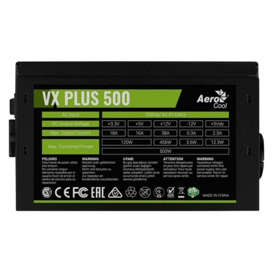 Fuente de Alimentación Aerocool 500W Modelo VX Plus 500 ATX Ventilador 12 cm