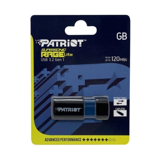 Memoria USB Patriot Supersonic Rage Lite 32GB USB 3.2 Negra Azul 180 MB/s
