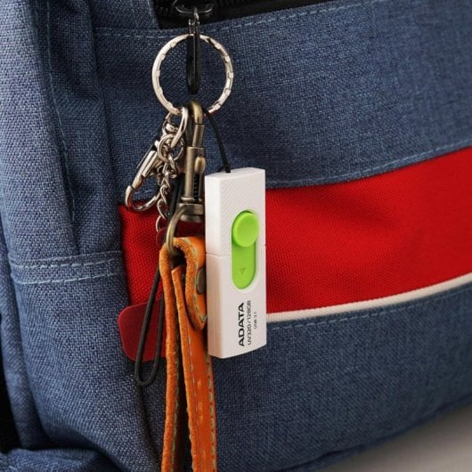 Pen Drive ADATA UV320 128GB USB 3.2 Gen 1 Slide Verde Branco