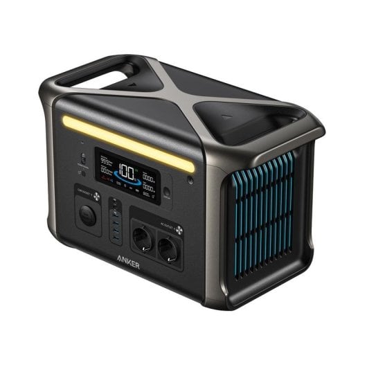 Estação de Energia Anker Solix F1500 1536Wh 2 AC 6 USB Bateria LiFePO4 Ecrã LED Pega Solar