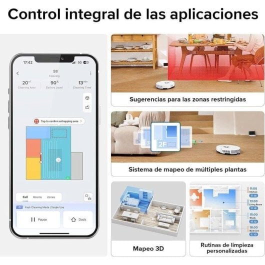 Robot Aspirador y Fregasuelos Roborock S8 Navegación LiDAR 6.000 Pa Control por Voz