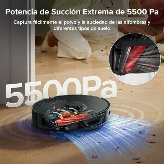 Robot Aspirador y Fregasuelos Roborock S7 Max Ultra con Autovaciado Navegación LiDAR 5.500 Pa Control por Voz Cámara