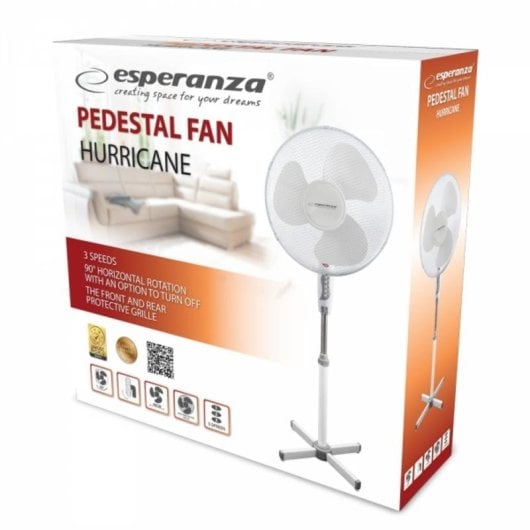 Esperanza EHF001WW Ventilateur sur Pied à Pales 40 cm Blanc