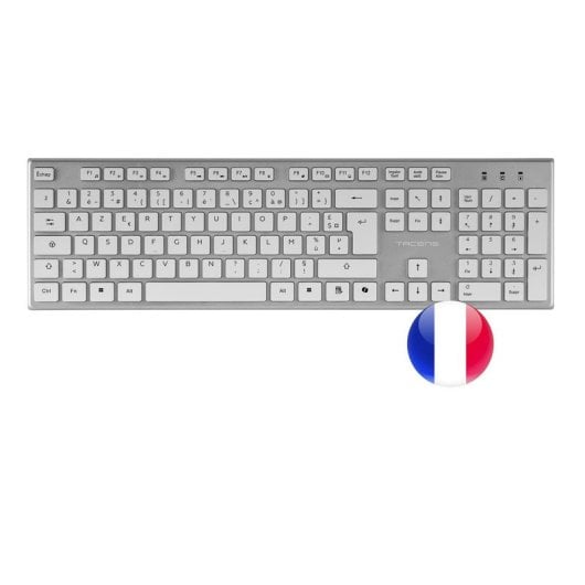 Tacens Zenith Combo Wireless 3-in-1 Duallink 2.4GHz Tastiera a membrana Mouse ottico Bianco francese