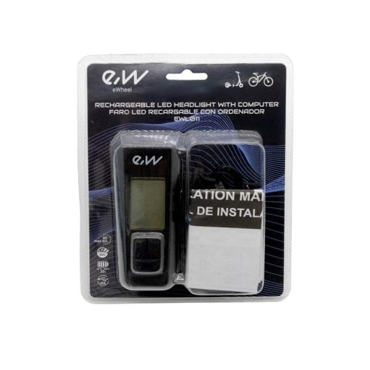 Luz Led Frontal Recargable Ewl011 Con Display De Velocidad,temperatura,hora Y Km