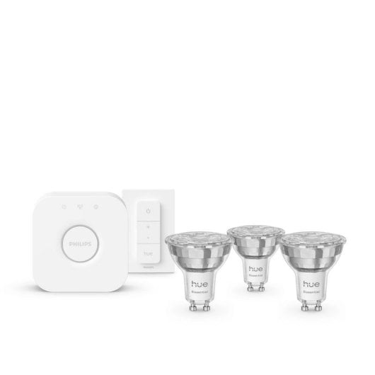 Hue Essentials Kit x3 Lâmpadas inteligentes GU10+bridge+comando 345lúmens RGB Compatível com Alexa