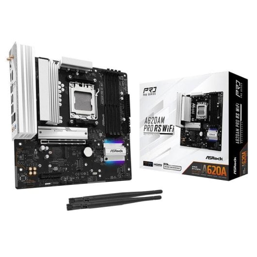 Motherboard ASRock A620AM PRO RS WIFI A620 AM5 DDR5 Micro-ATX WiFi 6E 2.5GbE M.2 RAID