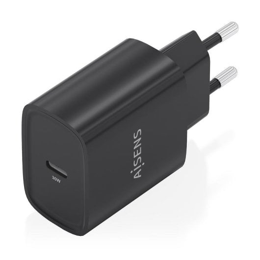 Cargador GaN USB-C 30W Aisens Negro 1xUSB-C PD3.0