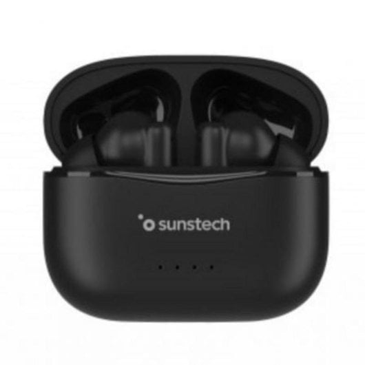 Auriculares Sunstech Wavepods One inalámbricos Bluetooth 5.3 con micrófono y estuche de carga negros