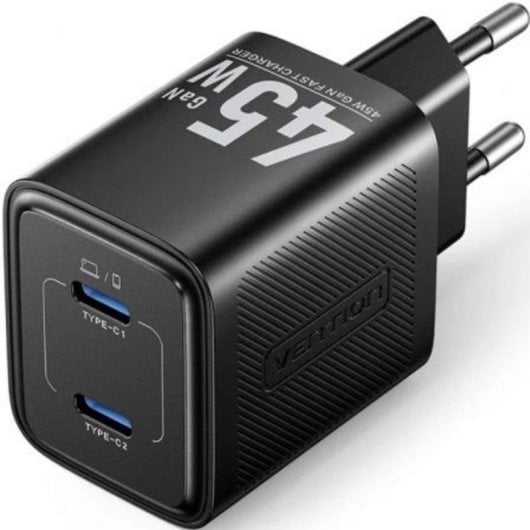 Carregador de Parede GaN Vention FEFB0-EU 2xUSB Tipo-C 45W