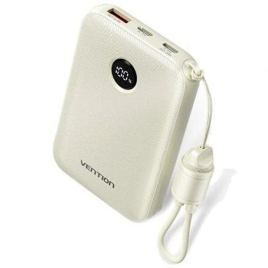 Powerbank Vention FKAN0-C 10000mAh 22.5W integriertes Kabel Grau