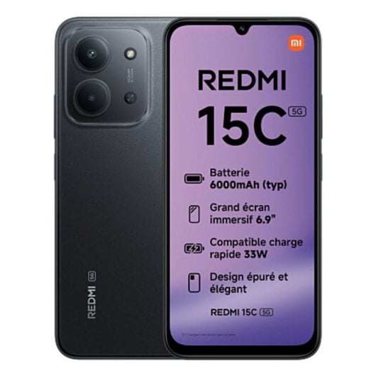Xiaomi Redmi 15C 5G 4GB 256GB 6.9" IPS LCD 120Hz 5G Dual SIM 6000mAh 33W IP64 Android 15 Preto