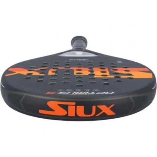 Pala Pádel Siux Optimus 5 Redonda Fibra Vidrio EVA Media/Dura Negra Naranja