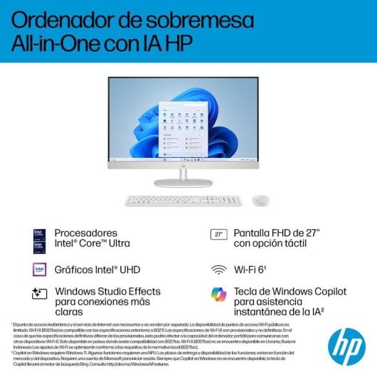 HP All-in-One 27-cr2014ns Intel Core Ultra 5 225U 16GB 512GB SSD Windows 11 Home Blanco