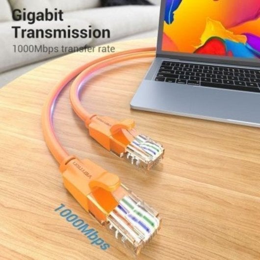Cable Ethernet Vention IBEOH Cat.6 2m Naranja velocidad 1000Mbps PVC